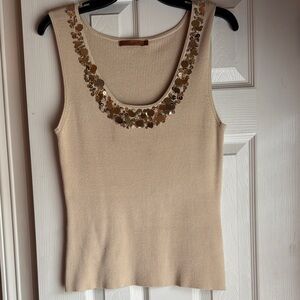 Embellished Cream Tank Top
